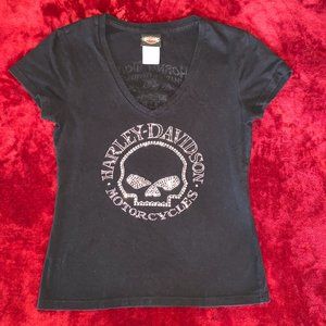 Small Harley Davidson Horny Toad Texas Pink Crystal Skull T-Shirt